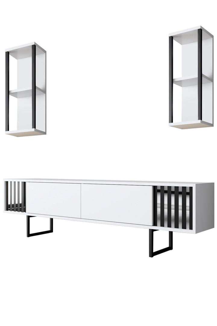 TV szekrény Chrome Line - White, Black-VASBÚTOR