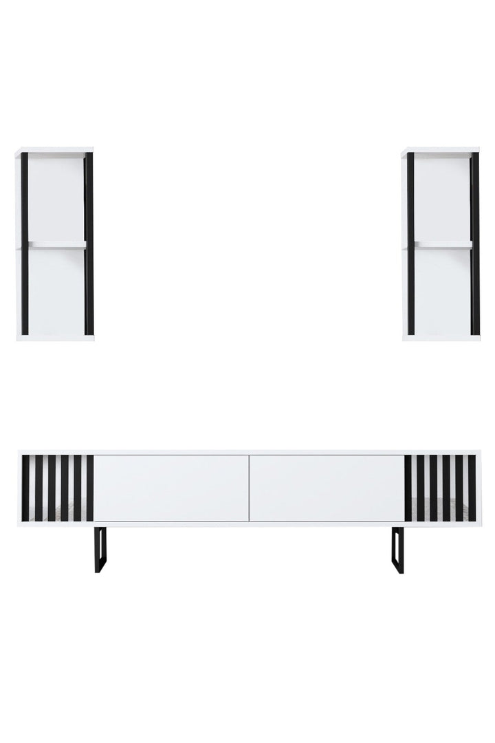 TV szekrény Chrome Line - White, Black-VASBÚTOR