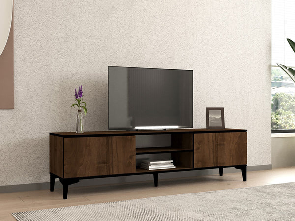 TV szekrény Erem - Walnut, Black-VASBÚTOR