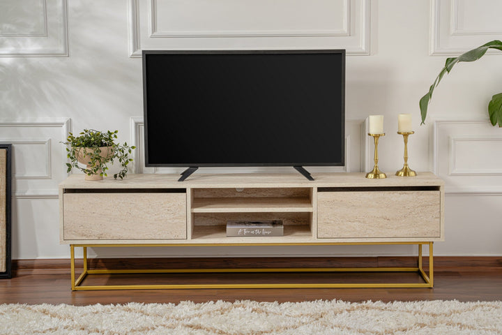 TV szekrény Escape 180 - Arany, Travertine-VASBÚTOR