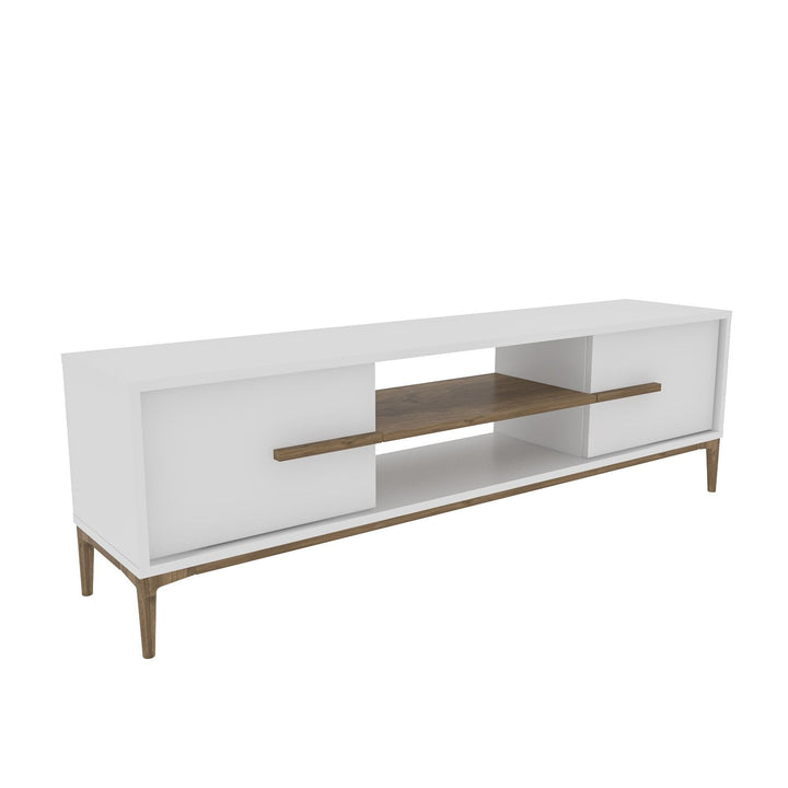 TV szekrény Eslem - White, Walnut-VASBÚTOR
