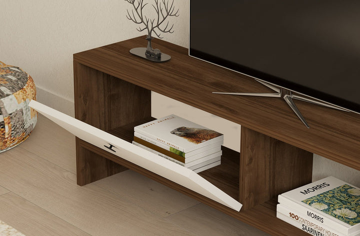 TV szekrény Gaye - Walnut, White-VASBÚTOR
