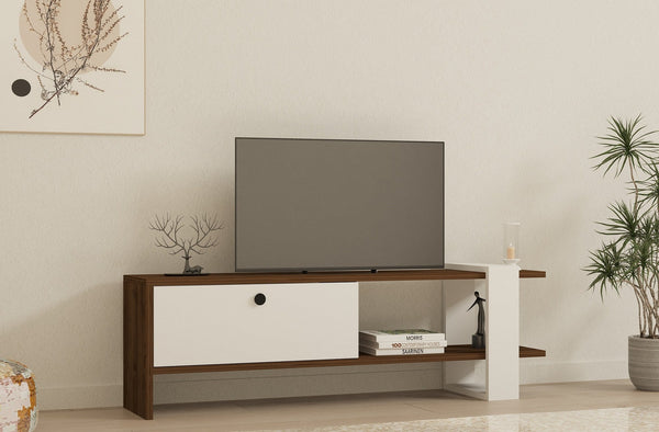 TV szekrény Gaye - Walnut, White-VASBÚTOR