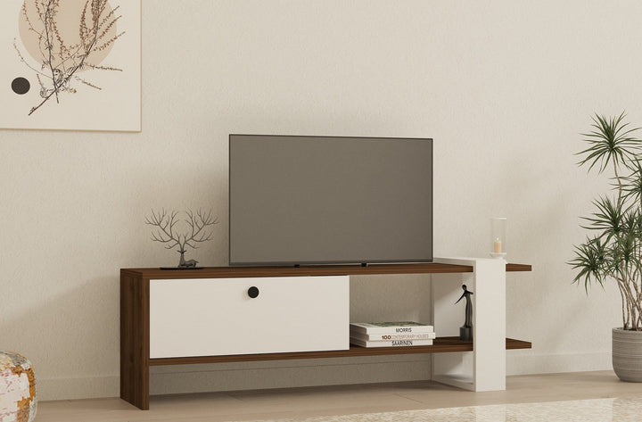 TV szekrény Gaye - Walnut, White-VASBÚTOR