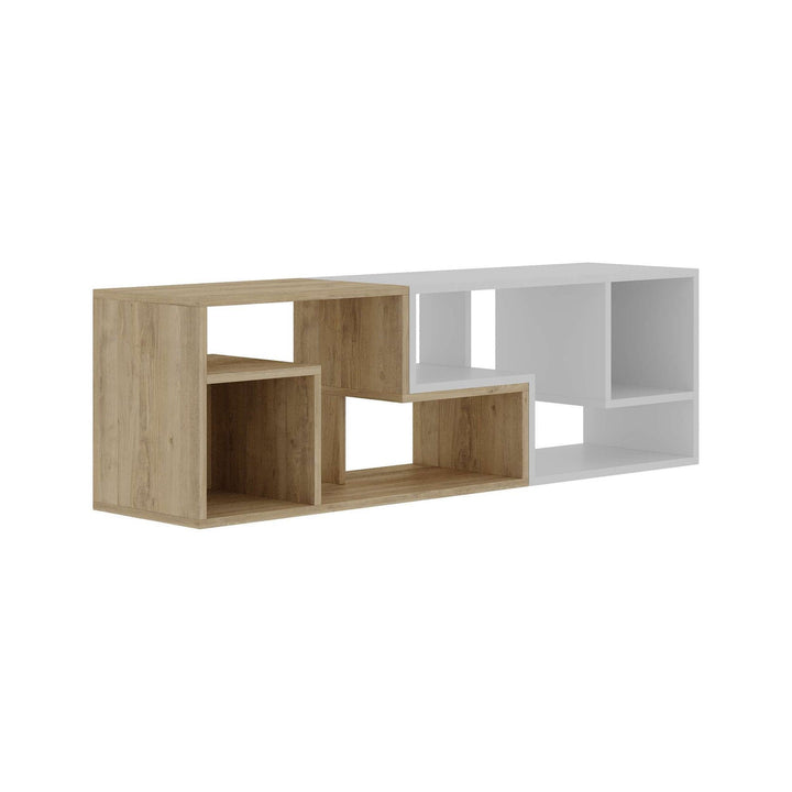 TV szekrény Glis - Sapphire Oak, White-VASBÚTOR