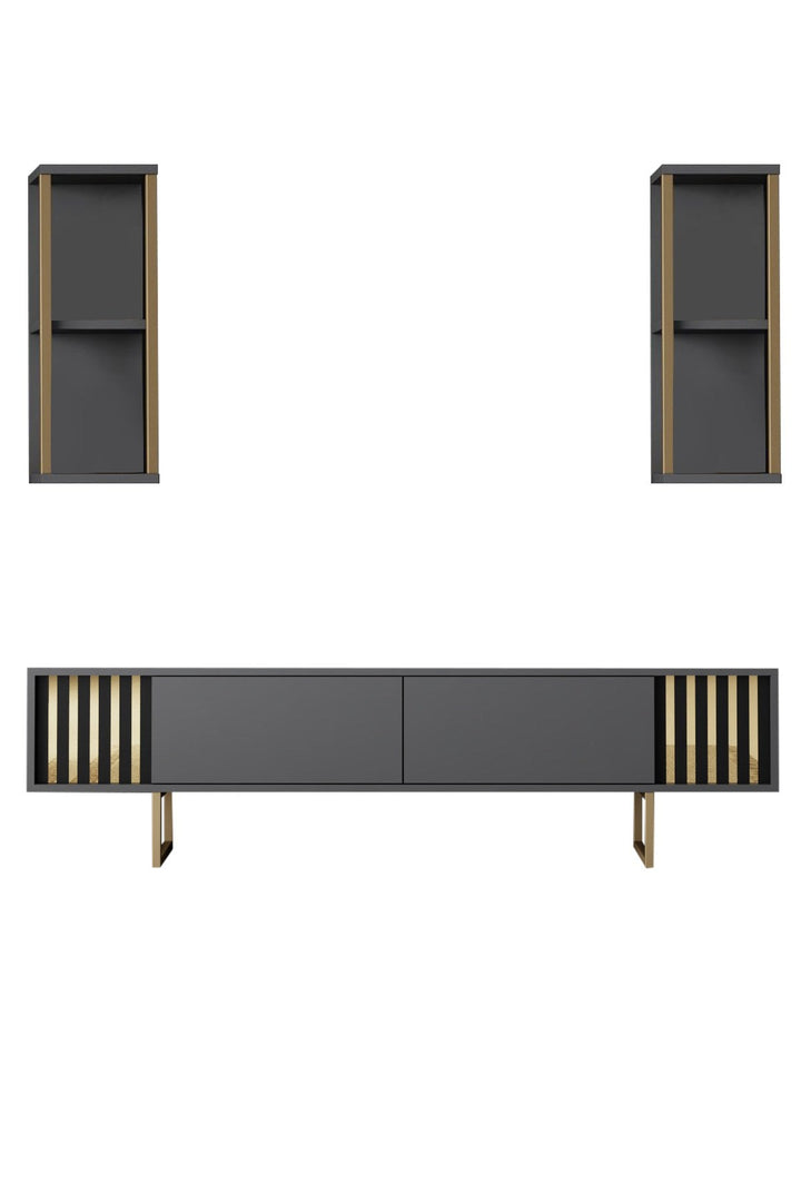 TV szekrény Gold Line - Anthracite, Black-VASBÚTOR