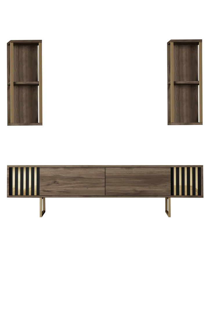 TV szekrény Gold Line - Walnut, Black-VASBÚTOR