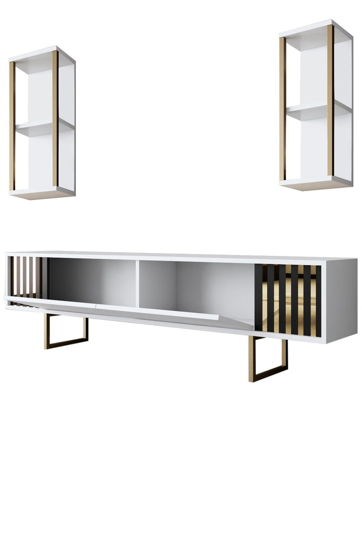 TV szekrény Gold Line - White, Black-VASBÚTOR