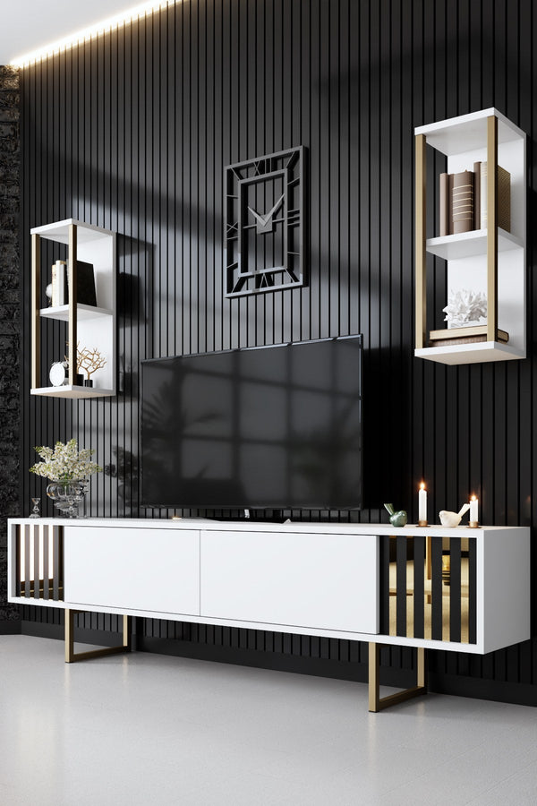 TV szekrény Gold Line - White, Black-VASBÚTOR