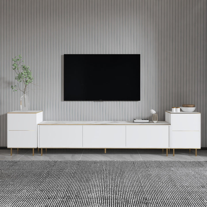 TV szekrény Imaj - Marble, White-VASBÚTOR