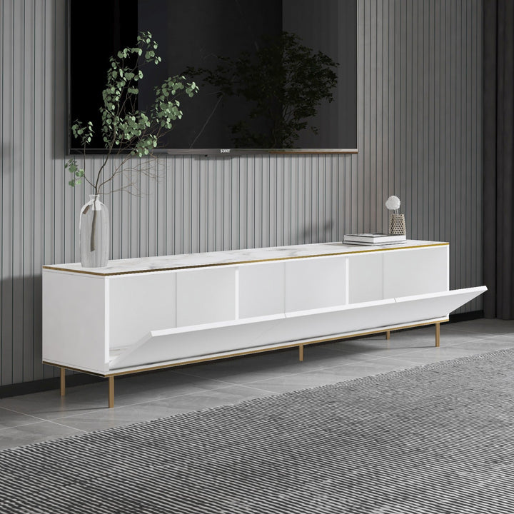 TV szekrény Imaj - Marble, White-VASBÚTOR