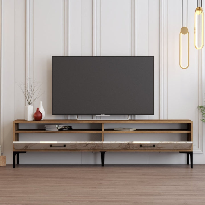 TV szekrény Istanbul 2 - Diós Fehér Marble-VASBÚTOR