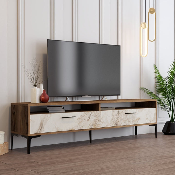 TV szekrény Istanbul 2 - Diós Fehér Marble-VASBÚTOR