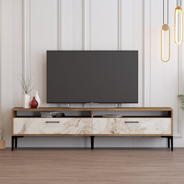 TV szekrény Istanbul 2 - Diós Fehér Marble-VASBÚTOR