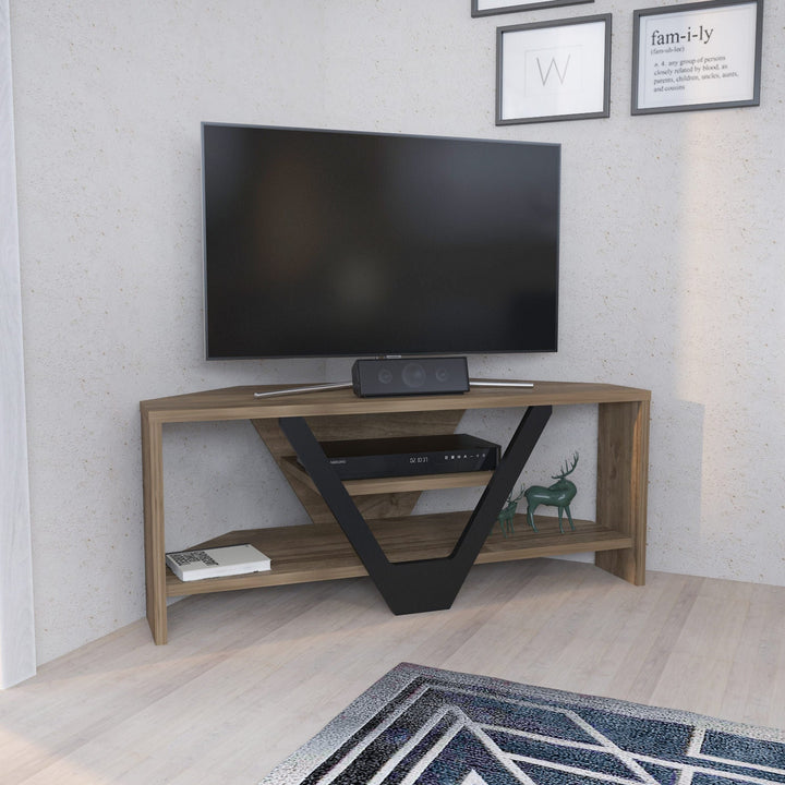 TV szekrény Karin - Walnut, Black-VASBÚTOR