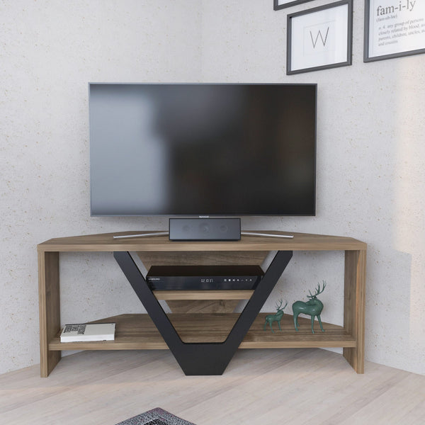 TV szekrény Karin - Walnut, Black-VASBÚTOR