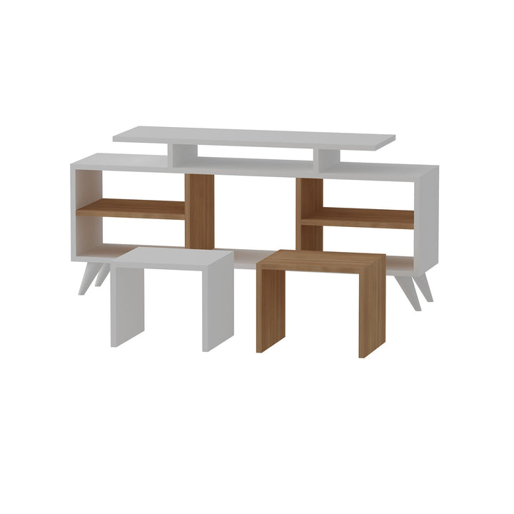 TV szekrény Kutay - White, Teak-VASBÚTOR