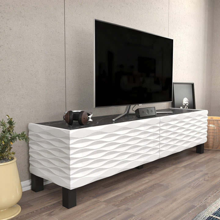 TV szekrény Lerze - White, Black-VASBÚTOR