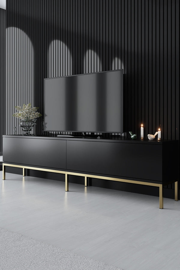 TV szekrény Lord - Black, Gold-VASBÚTOR