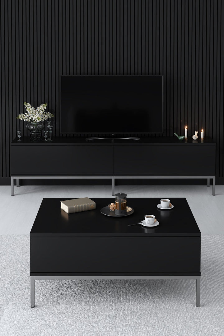 TV szekrény Lord - Black, Silver-VASBÚTOR