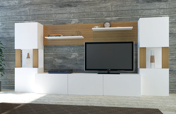 TV szekrény Lore - White, Teak-VASBÚTOR
