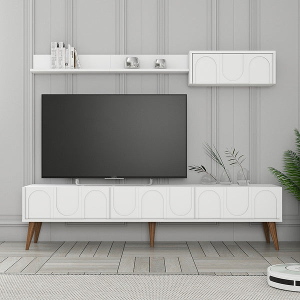 TV szekrény Lyon 2 - Fehér, Diós-VASBÚTOR