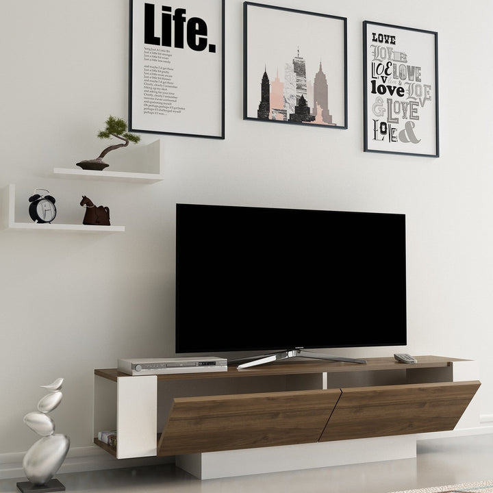 TV szekrény Matera - Walnut, White-VASBÚTOR
