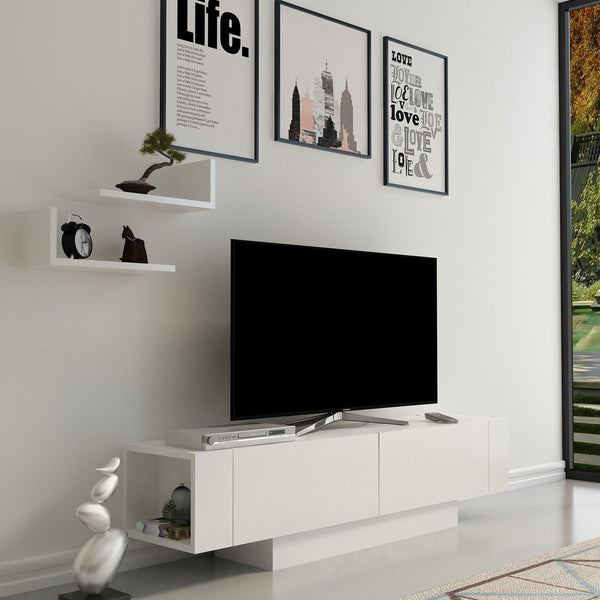 TV szekrény Matera - White, White-VASBÚTOR