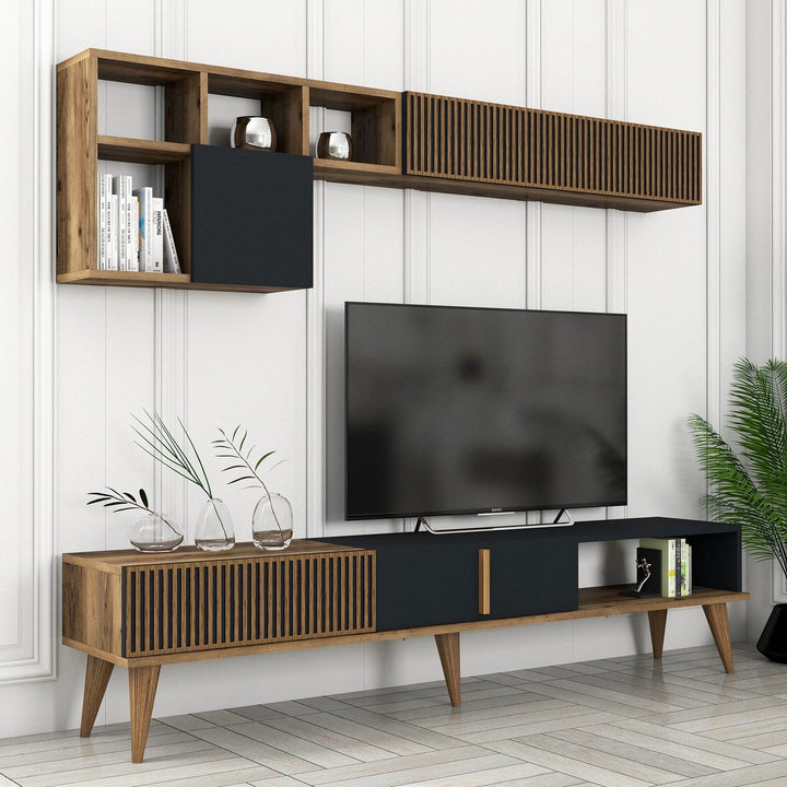 TV szekrény Milan TV - Diós, Antracit-VASBÚTOR
