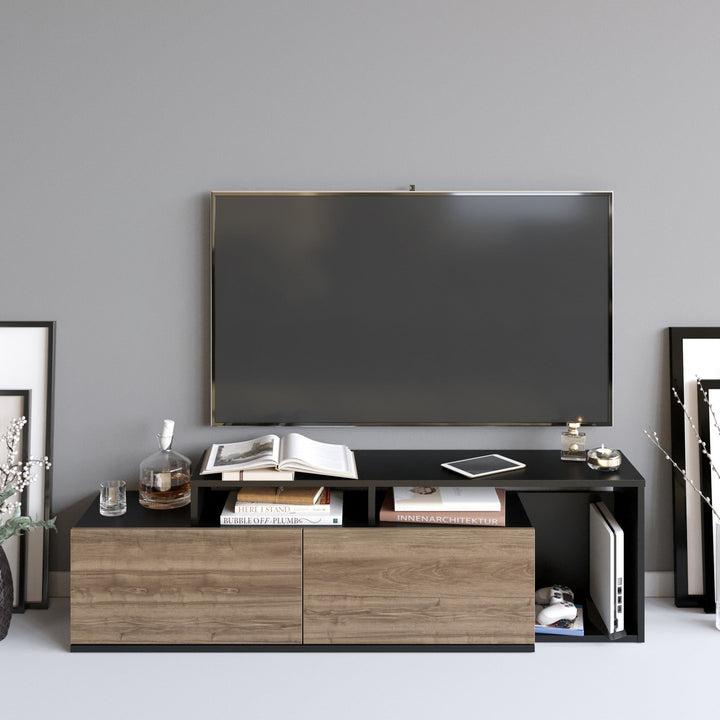 TV szekrény Nexera - Black, Walnut-VASBÚTOR