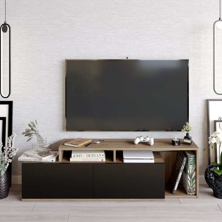TV szekrény Nexera - Walnut, Black-VASBÚTOR