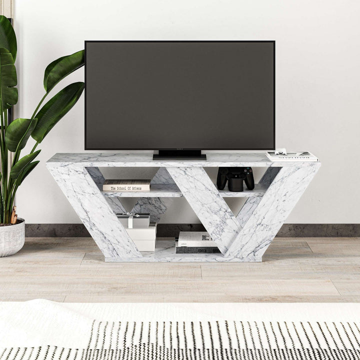 TV szekrény Pipralla - Carrara Marble-VASBÚTOR