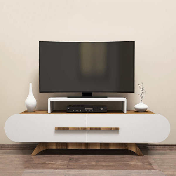 TV szekrény Rose - Diós, Fehér-VASBÚTOR