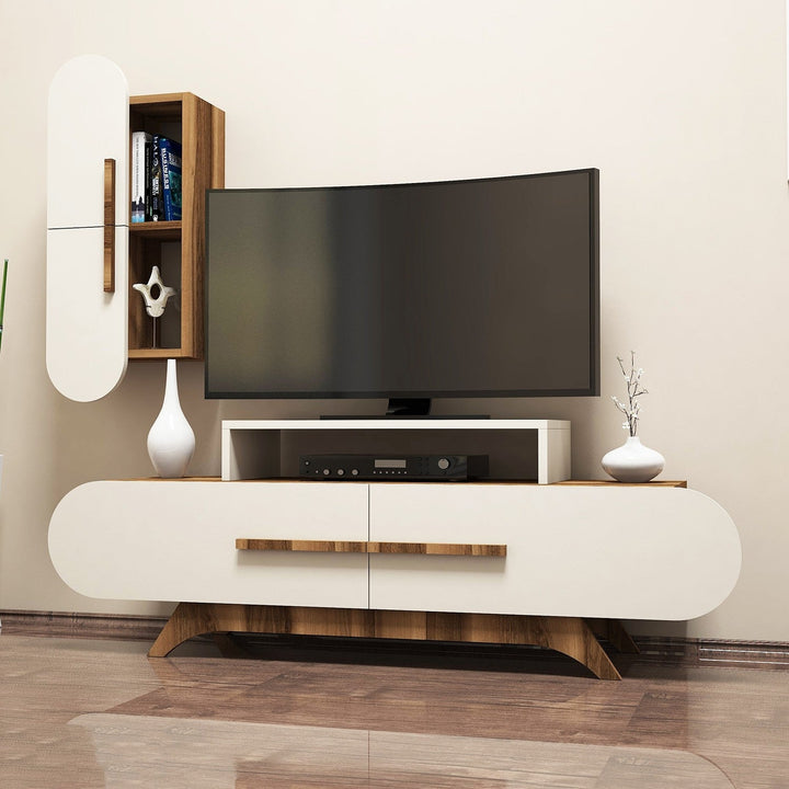 TV szekrény Rose S - Walnut, Cream-VASBÚTOR