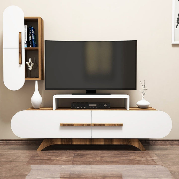 TV szekrény Rose S - Walnut, White-VASBÚTOR