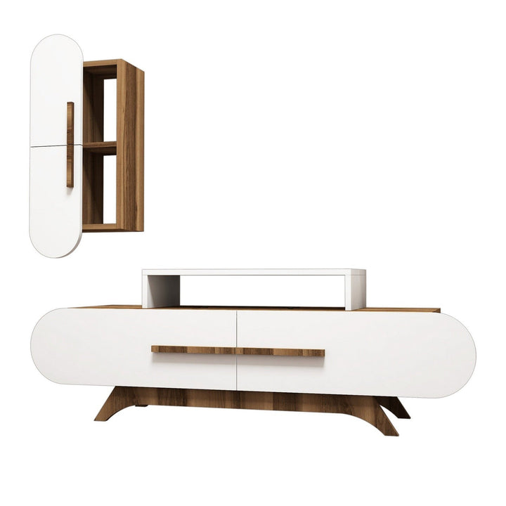 TV szekrény Rose S - Walnut, White-VASBÚTOR
