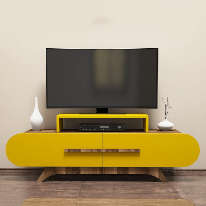 TV szekrény Rose - Walnut, Yellow-VASBÚTOR