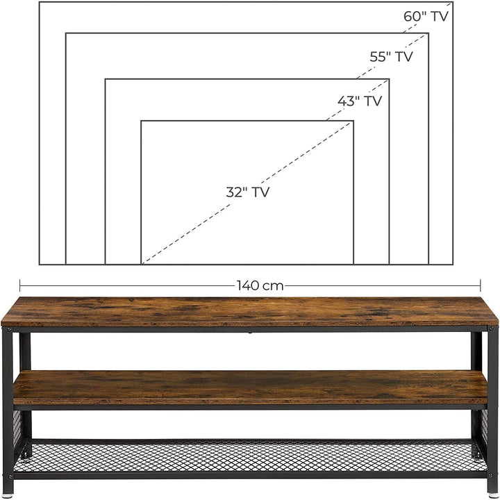 TV szekrény, Rusztikus TV állvány 140 x 40 x 52 cm rusztikus barna-VASBÚTOR