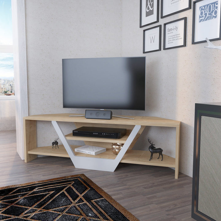 TV szekrény Sares - Oak, White-VASBÚTOR