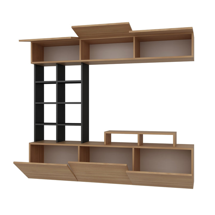 TV szekrény Sasa - Teak, Black-VASBÚTOR