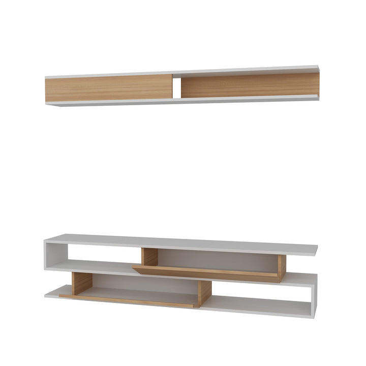 TV szekrény Sims - White, Teak-VASBÚTOR