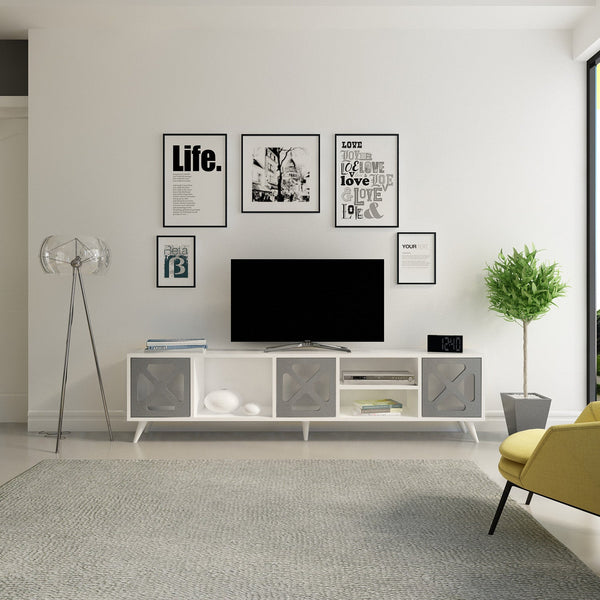 TV szekrény Sinef - White , Anthracite-VASBÚTOR