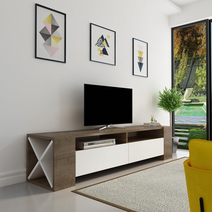 TV szekrény Sosruko - Walnut, White-VASBÚTOR