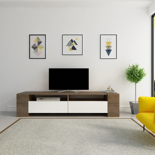 TV szekrény Sosruko - Walnut, White-VASBÚTOR