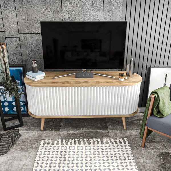 TV szekrény Stor - Oud Oak, White-VASBÚTOR