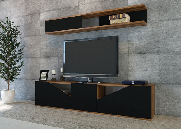 TV szekrény Taç - Walnut, Black-VASBÚTOR