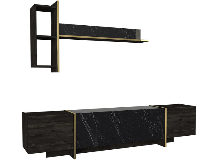 TV szekrény Veyron - Black, Gold-VASBÚTOR
