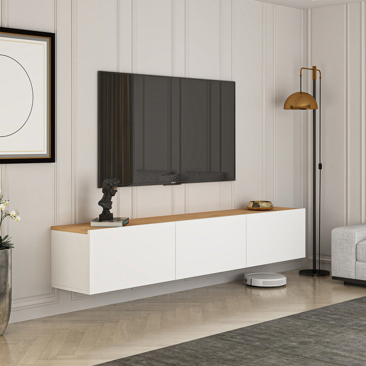 TV szekrény West - White, Atlantic Pine-VASBÚTOR