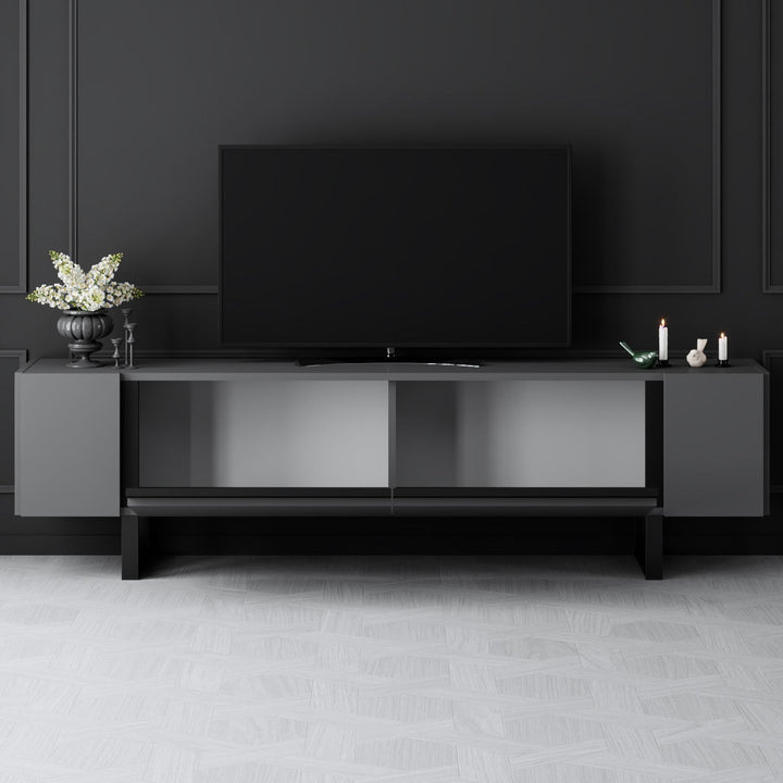 TV szekrény Yildiz - Anthracite, Black-VASBÚTOR