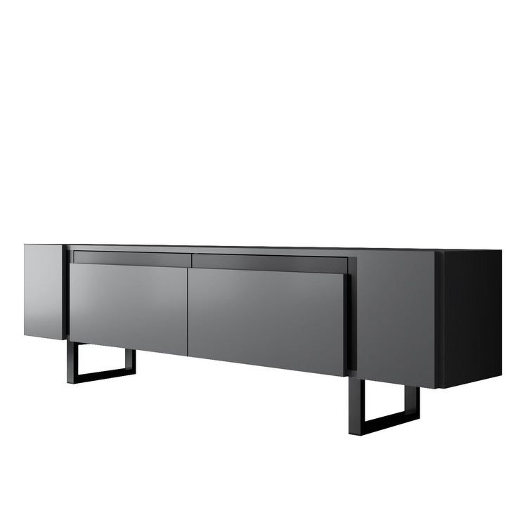 TV szekrény Yildiz - Anthracite, Black-VASBÚTOR